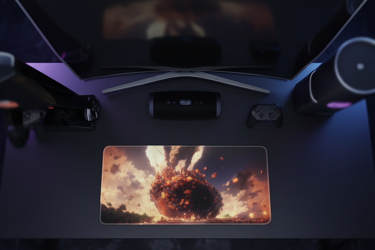 Anime Explosion Fireball Gaming Pad - Epic Cinematic Design