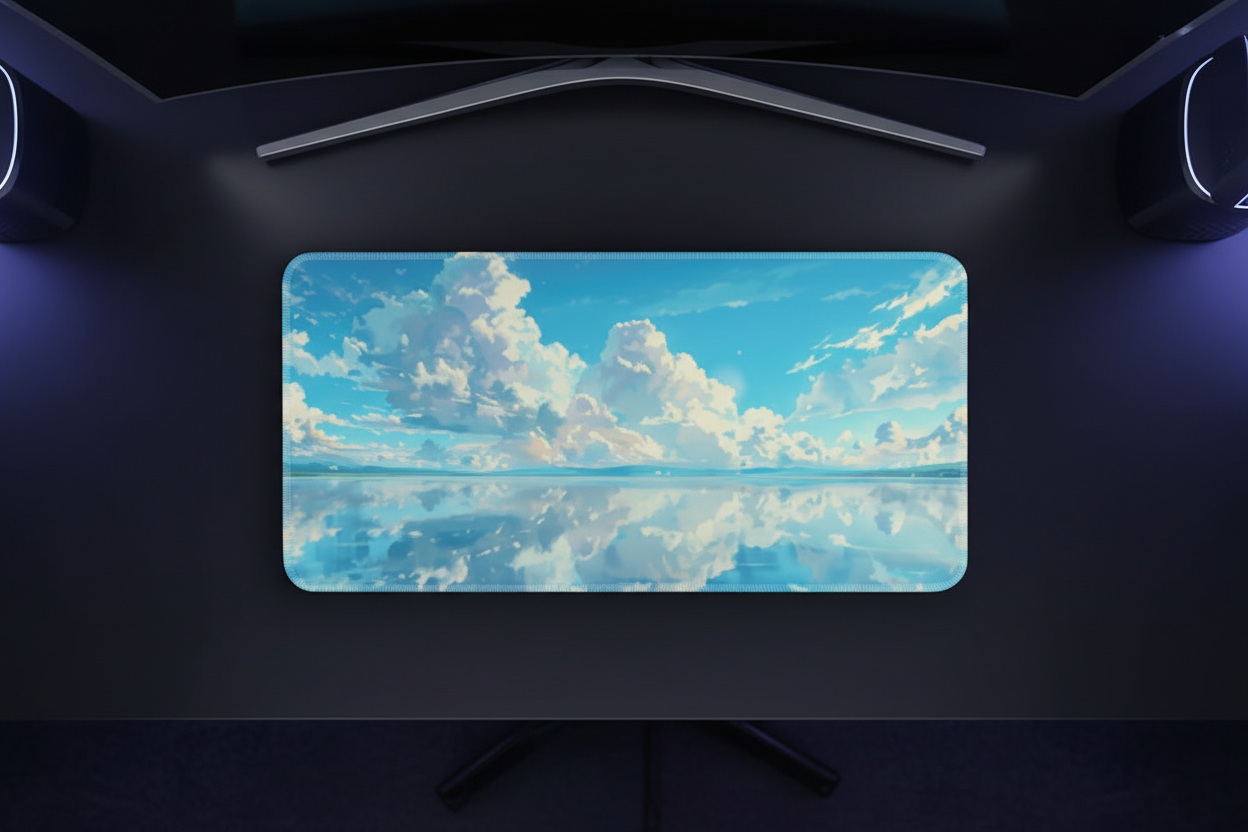 Anime Sky Reflection Gaming Pad - Infinite Ocean Horizon Design