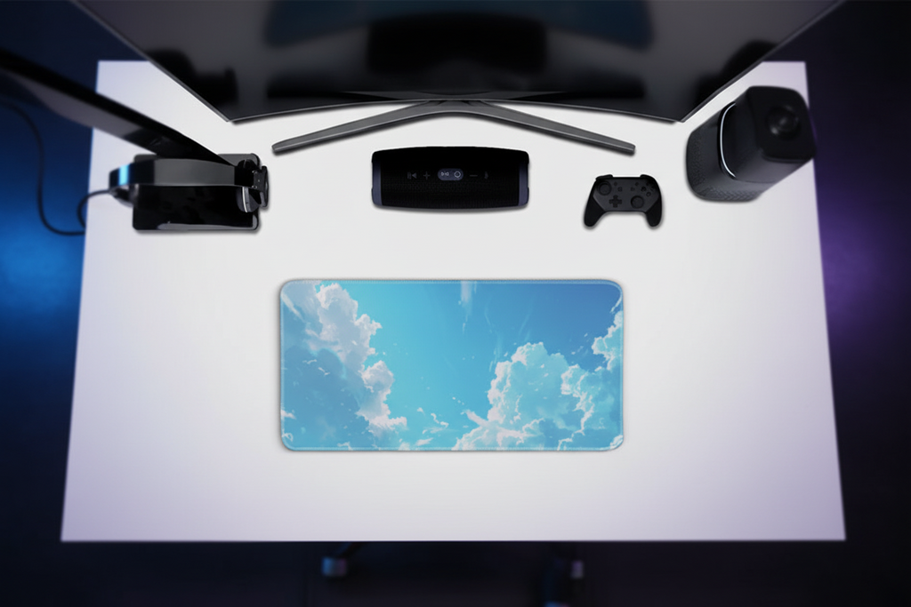 Anime Blue Sky Clouds Gaming Pad - Shinkai Style Dreamy Design