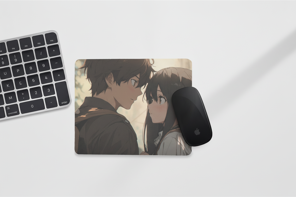 Mouse Pad - Anime Couple Soft Glow Romantic Design