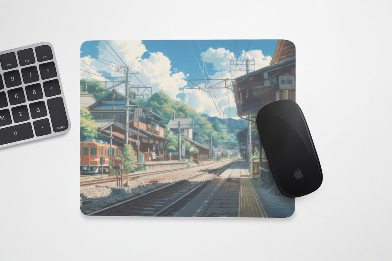 Mouse Pad - Anime Train Station Scenic Design