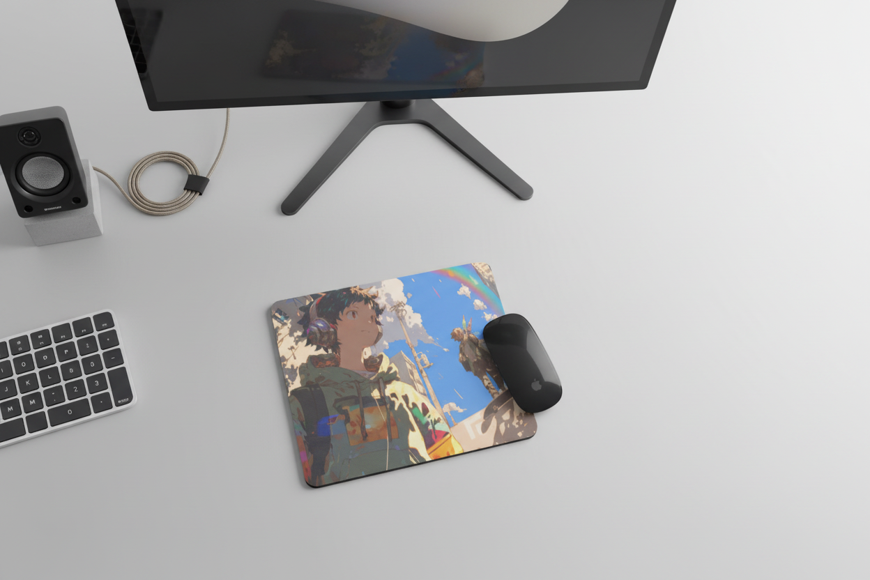 Mouse Pad - Anime Boy Rainbow Sky Daydream Design