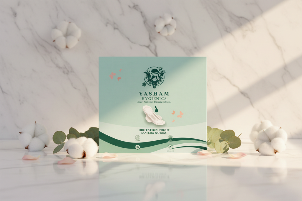 YASHAM Hygienics Sanitary Napkins – Lifestyle Flat Lay